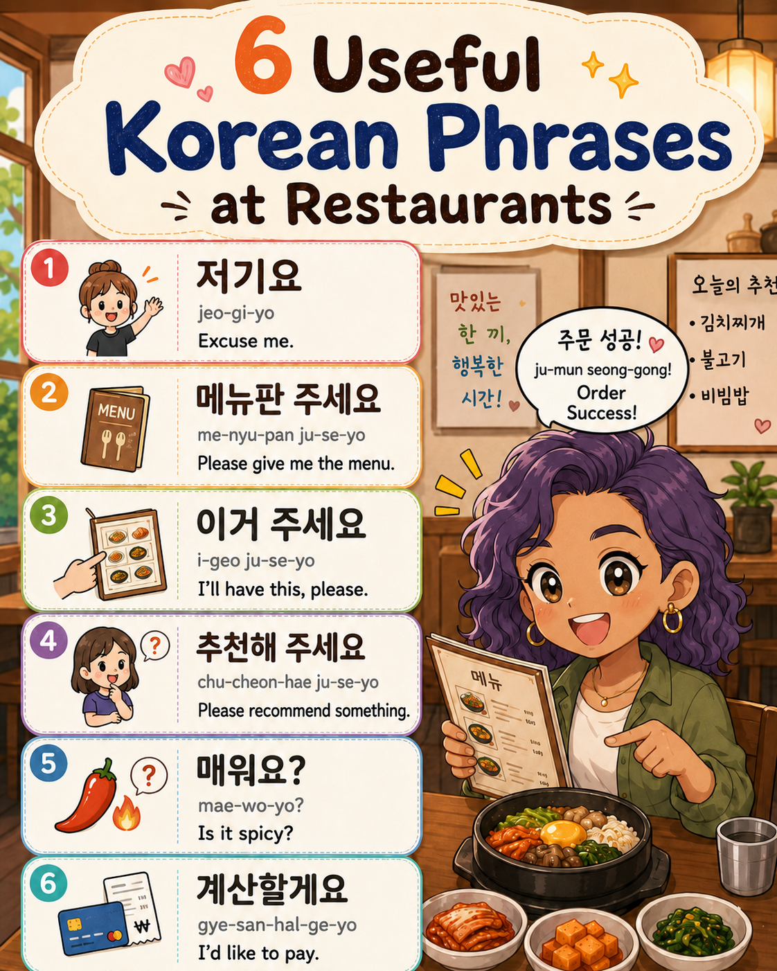 6 Korean Phrases to Order Food at a Restaurant — cut 9