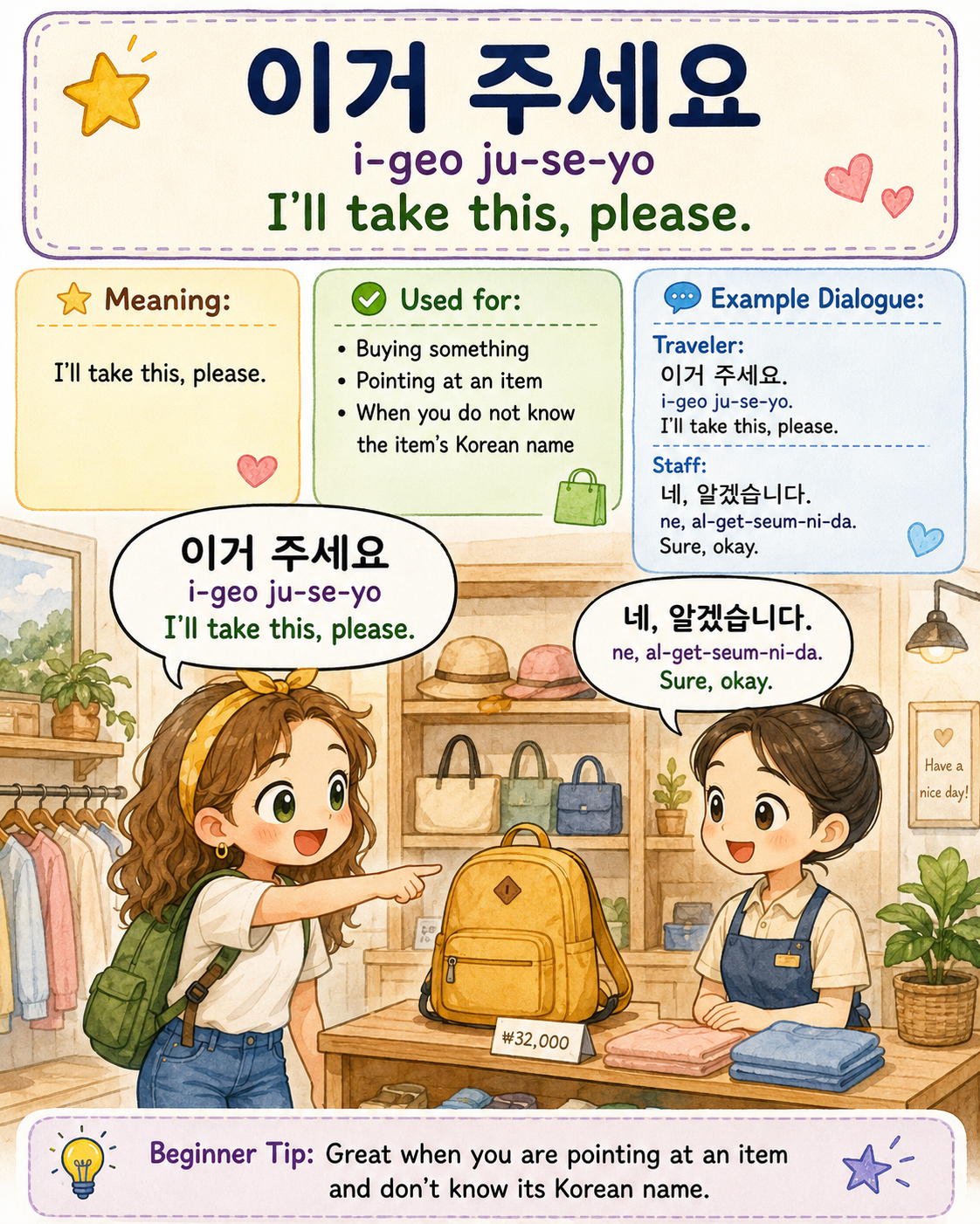 Easy Korean Phrases for Shopping — cut 3