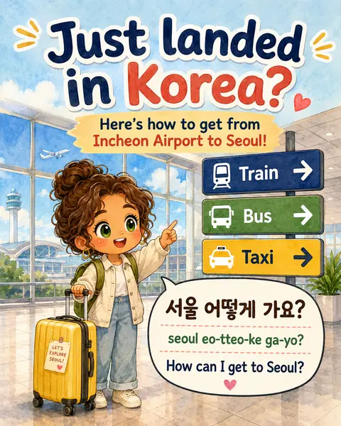 Incheon Airport to Seoul by Train Bus or Taxi