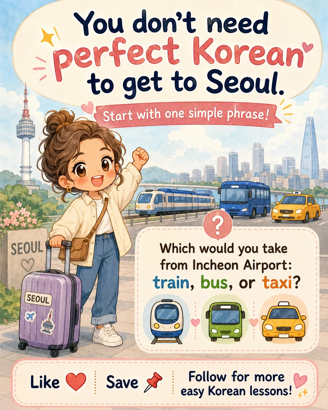 Incheon Airport to Seoul by Train Bus or Taxi — cut 9