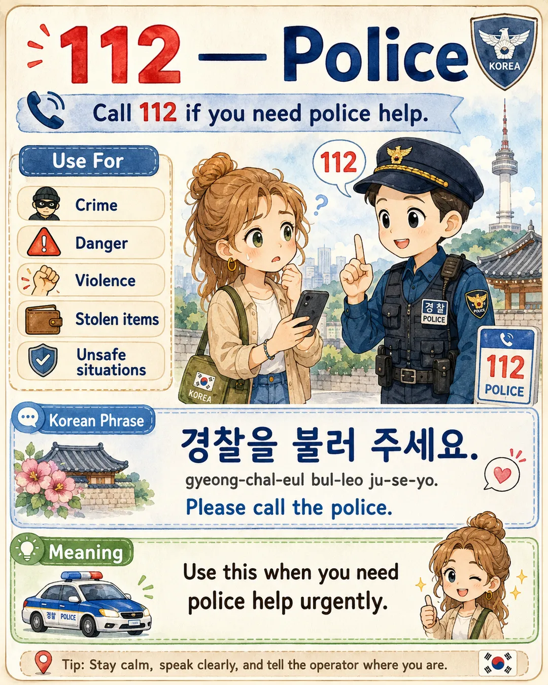 Emergency and Help Numbers in Korea — cut 2