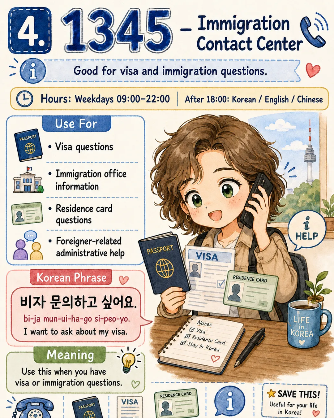 Emergency and Help Numbers in Korea — cut 6