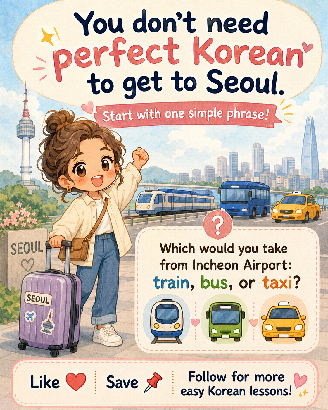 Incheon Airport to Seoul by Train Bus or Taxi — cut 9